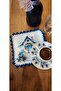 2 Pieces Decorative Turquoise Patterned Cocktail Coffee Serving Napkin - 3