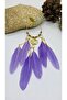 Handmade Women's Single Feather Earrings - 4