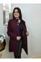 Women's Plum Belted Stamped Midi Coat