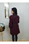 Women's Plum Belted Stamped Midi Coat - 4