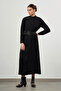 Belted Long Black Dress