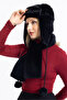 Plush Eared Pilot Hat Scarf Suit Black - 2