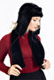 Plush Eared Pilot Hat Scarf Suit Black - 5