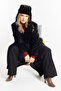 Plush Eared Pilot Hat Scarf Suit Black - 7