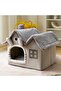 Cat House Soft Cat Bed Deep Sleep And Winter House Removable Cushion -villa (GREY) 1 Piece - 2