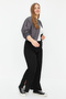 Black Slit Detailed Slim Knitted Large Size Sweatpants Tbbaw24Aj00006 - 8