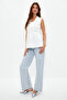 Ecru Fitted Crop Woven Vest Twoaw23Ye00032 - 2