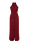 Bordo Kuşaklı Maxi Şifon Astarlı Dokuma Tulum TWOSS23TU00093 - 8
