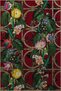 Red Themed Multicolored Flower Ivy Patterned Modern Decorative Carpet 2746