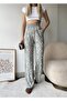 Women's Gray Pompom Teddy Bear Patterned Cotton Elastic Waist Pajama Sweatpants - 5