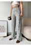 Women's Gray Pompom Teddy Bear Patterned Cotton Elastic Waist Pajama Sweatpants - 6