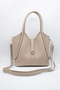 Women's Beige Retro Hand and Shoulder Bag with Inner Bag - 4