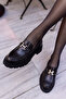 ANİEL WOMEN'S BLACK GENUINE LEATHER LOAFERS - 4