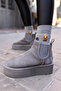 ICARY WOMEN'S GREY Genuine SUEDE ULTRAMINI BOOTS - 8
