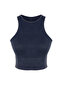 Lacivert Seamless/Dikişsiz Crop Yıkamalı Halter Yaka Örme Spor Üst/Bluz THMSS23SS00004 - 7