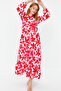 Brick Patterned Half Placket Wide Fit Cotton Woven Dress TCTSS23EB00222 - 3