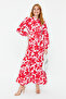 Brick Patterned Half Placket Wide Fit Cotton Woven Dress TCTSS23EB00222