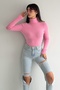 Women's Pink Standard Size Plush Knitwear Throat Sweatshirt - 3