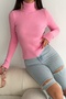 Women's Pink Standard Size Plush Knitwear Throat Sweatshirt - 5