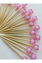 NO:21 - 50 pcs Decorative Pink Beaded Promise Engagement Baby Shower Party Stylish Cocktail Ornament Toothpick