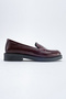 Genuine Claret Red Patent Leather Women's Shoes Loafer - 7