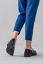 Genuine Navy Blue Patent Leather Women's Shoes Loafer - 4