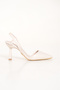 BEIGE SKIN HEELED STILETTO SHOES - 4