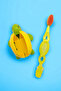 ROCS (YELLOW) Kids 3-7 Years Old Toothbrush and Flipper Hygienic Storage Container Set - TURTLE Figured