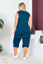 Plus Size Comfort Model Capri 2-Piece Suit with Elastic Waist and Pocket Capri Shorts Top-Top 2-Piece Set - 5