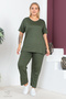 Plus Size Comfort Model 2-Piece Set with Elastic Waist Trousers Tunic T-Shirt Double Top-Bottom Set - 3