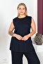 Plus Size Comfort Model Capri 2-Piece Suit with Elastic Waist and Pocket Capri Shorts Top-Top 2-Piece Set - 6