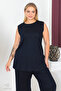 Plus Size Comfort Model Capri 2-Piece Suit with Elastic Waist and Pocket Capri Shorts Top-Top 2-Piece Set - 7
