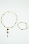 Baguette Tip Glass Pearl Necklace and Bracelet Set - 2