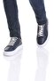 Casual Navy Blue Leather Sneakers - Lace-up - 4