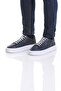 Casual Navy Blue Leather Sneakers - Lace-up - 3