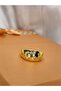 Moon Star Detailed Rhinestone Steel Ring - 3