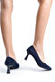 Women's Navy Blue Suede Goblet Heel Pointed Toe Stiletto 6.5 cm - 3