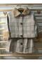 New Season Girl's Fur Detailed Pattern Jacket-Skirt Set