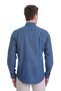 Navy Blue Comfort Fit Plain 100% Cotton Button-Down Collar Long Sleeve Classic Shirt - 6