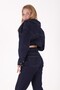 Overlock Coated Detailed High Waisted Comfortable / Relaxed Women's Jeans Denim Trousers Navy Blue - 2