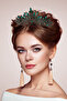 Crystal Embellished Bridal Queen Tiara, Sparkling Princess Tiara, Wedding Tiara, Authentic Tiara, Green