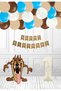 1 Year Old Licensed Tasmanian Devil Themed Foil Balloon Set Cream Number Brown Skin White Blue Balloon