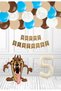 5 Year Old Licensed Tasmanian Devil Themed Foil Balloon Set Cream Number Brown Skin White Blue Balloon