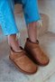 22 Women's Tan Brown Suede / Nubuck Ankle Boots Mini Length Furry Inside Flat Sole Women's Style Shoes Boots - 3