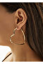 Women's Gold Steel Heart Shaped Hoop Earrings - 3