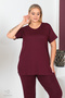 Plus Size Comfort Model 2-Piece Set with Elastic Waist Trousers Tunic T-Shirt Double Top-Bottom Set - 7