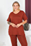Plus Size Comfort Model 2-Piece Set with Elastic Waist Trousers Tunic T-Shirt Double Top-Bottom Set - 7