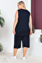 Plus Size Comfort Model Capri 2-Piece Suit with Elastic Waist and Pocket Capri Shorts Top-Top 2-Piece Set - 5