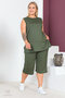 Plus Size Comfort Model Capri 2-Piece Suit with Elastic Waist and Pocket Capri Shorts Top-Top 2-Piece Set - 8