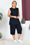 Plus Size Comfort Model Capri 2-Piece Suit with Elastic Waist and Pocket Capri Shorts Top-Top 2-Piece Set - 3